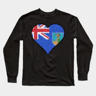 Montserratian Jigsaw Puzzle Heart Design - Gift for Montserratian With Montserrat Roots Long Sleeve T-Shirt